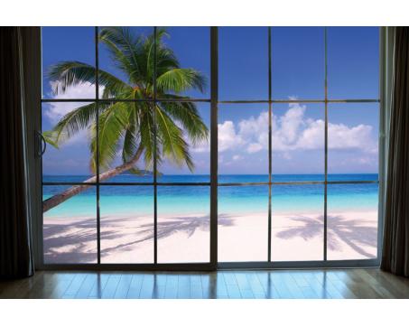 XL-429 Vliesové fototapety na zeď Pohled z okna na pláž - 330 x 220 cm