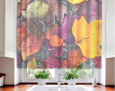 Hotové záclony DIMEX - kusová záclona Podzimní listí 140 x 120 cm