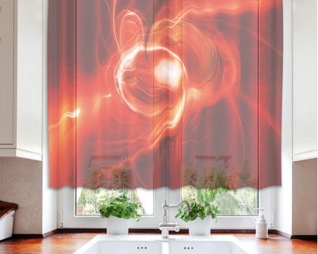 VO-140-027 Hotové záclony do kuchyně DIMEX - fotozáclony Červený abstrakt 140 x 120 cm