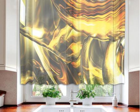 VO-140-028 Hotové záclony do kuchyně DIMEX - fotozáclony Zlatý abstrakt 140 x 120 cm