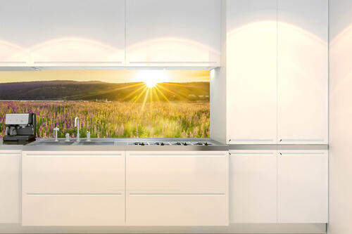 Fototapeta do kuchyně - Sluneční paprsky nad loukou 180 x 60 cm