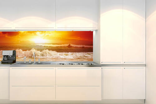 Fototapeta do kuchyně - Vlny v západu slunce 180 x 60 cm