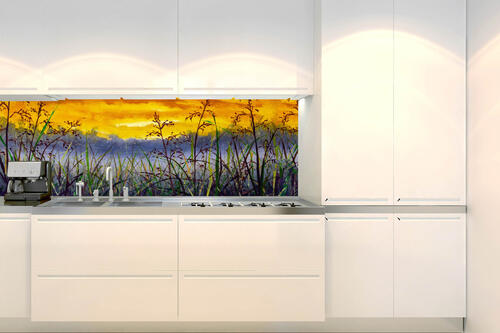 Fototapeta do kuchyně - Denimová malba luční trávy 180 x 60 cm