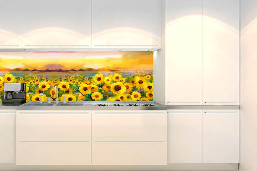 Fototapeta do kuchyně - Malba slunečnic 180 x 60 cm