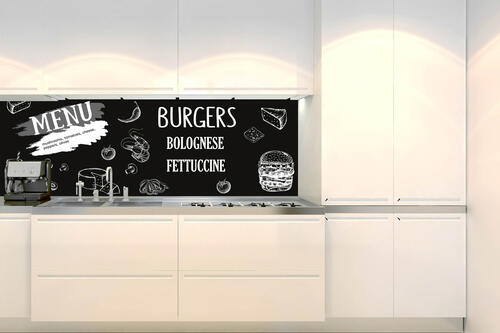 Fototapeta do kuchyně - Černá restaurační cedule 180 x 60 cm