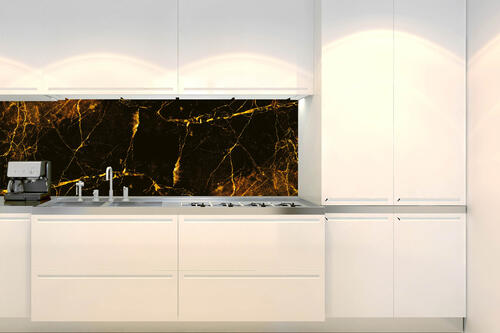 Fototapeta do kuchyně - Černozlatý mramor 180 x 60 cm