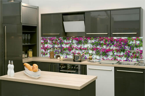 Fototapeta do kuchyně - Květiny v truhlících 260 x 60 cm