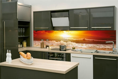 Fototapeta do kuchyně - Vlny v západu slunce 260 x 60 cm