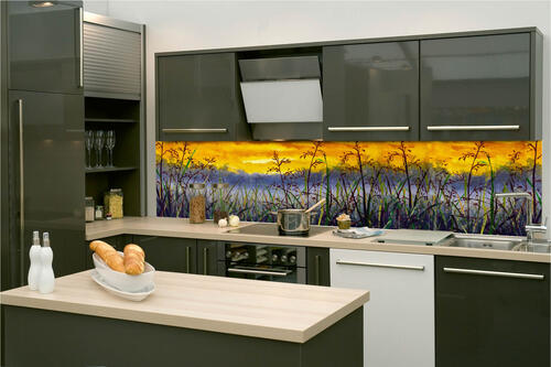 Fototapeta do kuchyně - Denimová malba luční trávy 260 x 60 cm