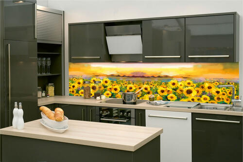 Fototapeta do kuchyně - Malba slunečnic 260 x 60 cm