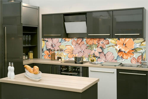 Fototapeta do kuchyně - Barevný květinový vzor 260 x 60 cm
