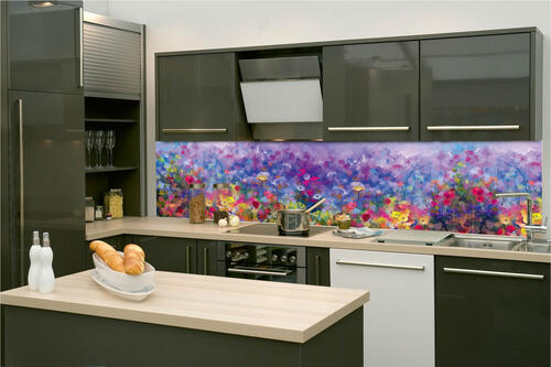 Fototapeta do kuchyně - Barevná květinová malba 260 x 60 cm
