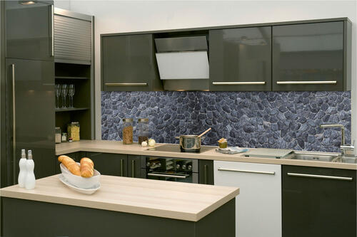 Fototapeta do kuchyně - Černá kamenná zeď 260 x 60 cm