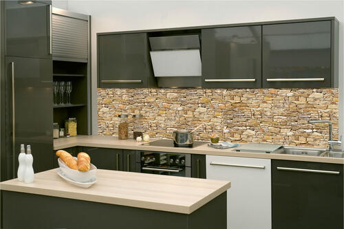 Fototapeta do kuchyně - Rustikální béžová zeď 260 x 60 cm