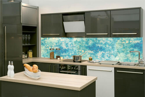 Fototapeta do kuchyně - Modrá betonová zeď 260 x 60 cm