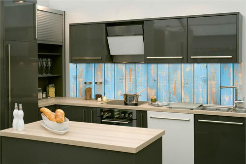 Fototapeta do kuchyně - Staré modré lamely 260 x 60 cm