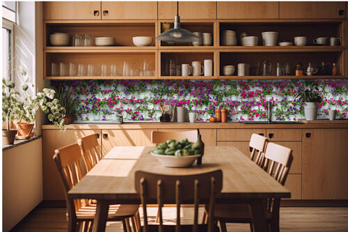 Fototapeta do kuchyně - Květiny v truhlících 420 x 60 cm