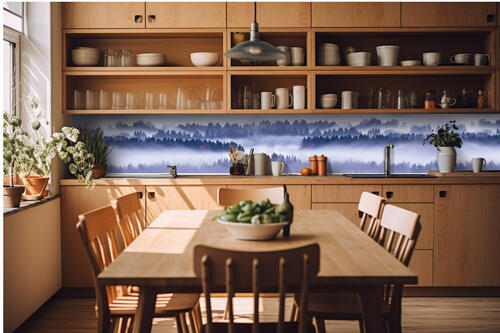Fototapeta do kuchyně - Mlha mezi stromy 420 x 60 cm