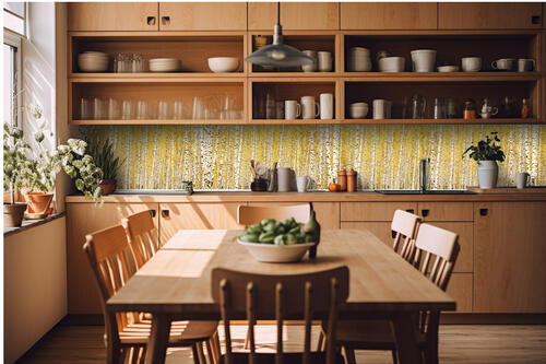 Fototapeta do kuchyně - Žlutý březový háj 420 x 60 cm