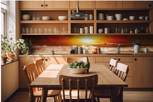 Fototapeta do kuchyně - Vlny v západu slunce 420 x 60 cm