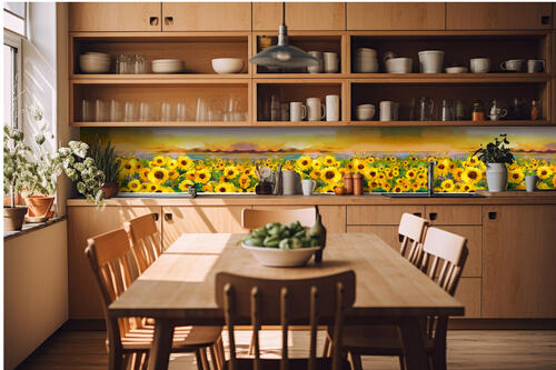 Fototapeta do kuchyně - Malba slunečnic 420 x 60 cm