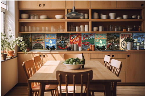 Fototapeta do kuchyně – Vintage plakáty 420 x 60 cm