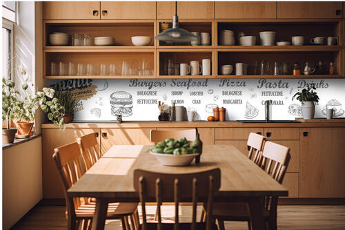 Fototapeta do kuchyně - Bílá restaurační cedule 420 x 60 cm