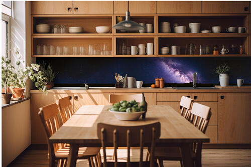 Fototapeta do kuchyně - Fialová mléčná dráha 420 x 60 cm