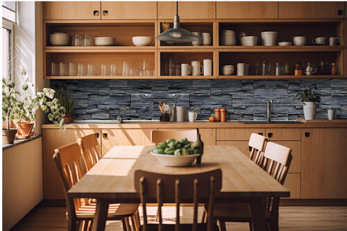 Fototapeta do kuchyně - Břidlicová kamenná zeď 420 x 60 cm