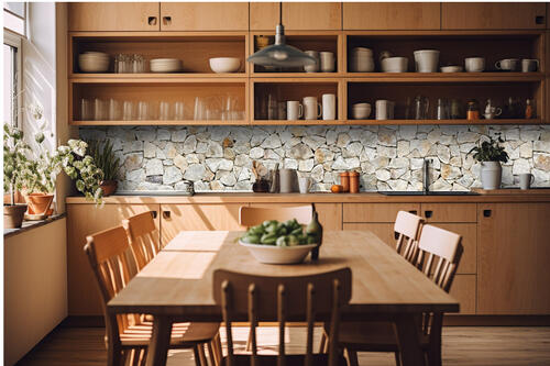 Fototapeta do kuchyně - Krémová kamenná zeď