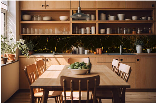 Fototapeta do kuchyně - Černozlatý mramor 420 x 60 cm