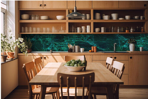 Fototapeta do kuchyně - Tmavě zelená mramorová textura 420 x 60 cm