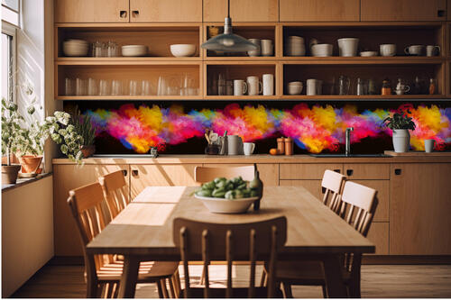 Fototapeta do kuchyně - Exploze barevného prášku 420 x 60 cm