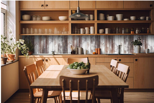 Fototapeta do kuchyně - Stíraná dřevěná prkna 420 x 60 cm