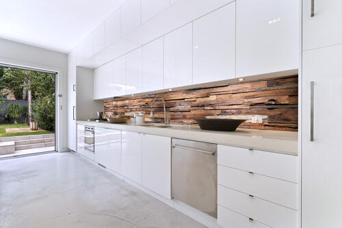 Fototapeta do kuchyně - Dřevěná zeď 420 x 60 cm