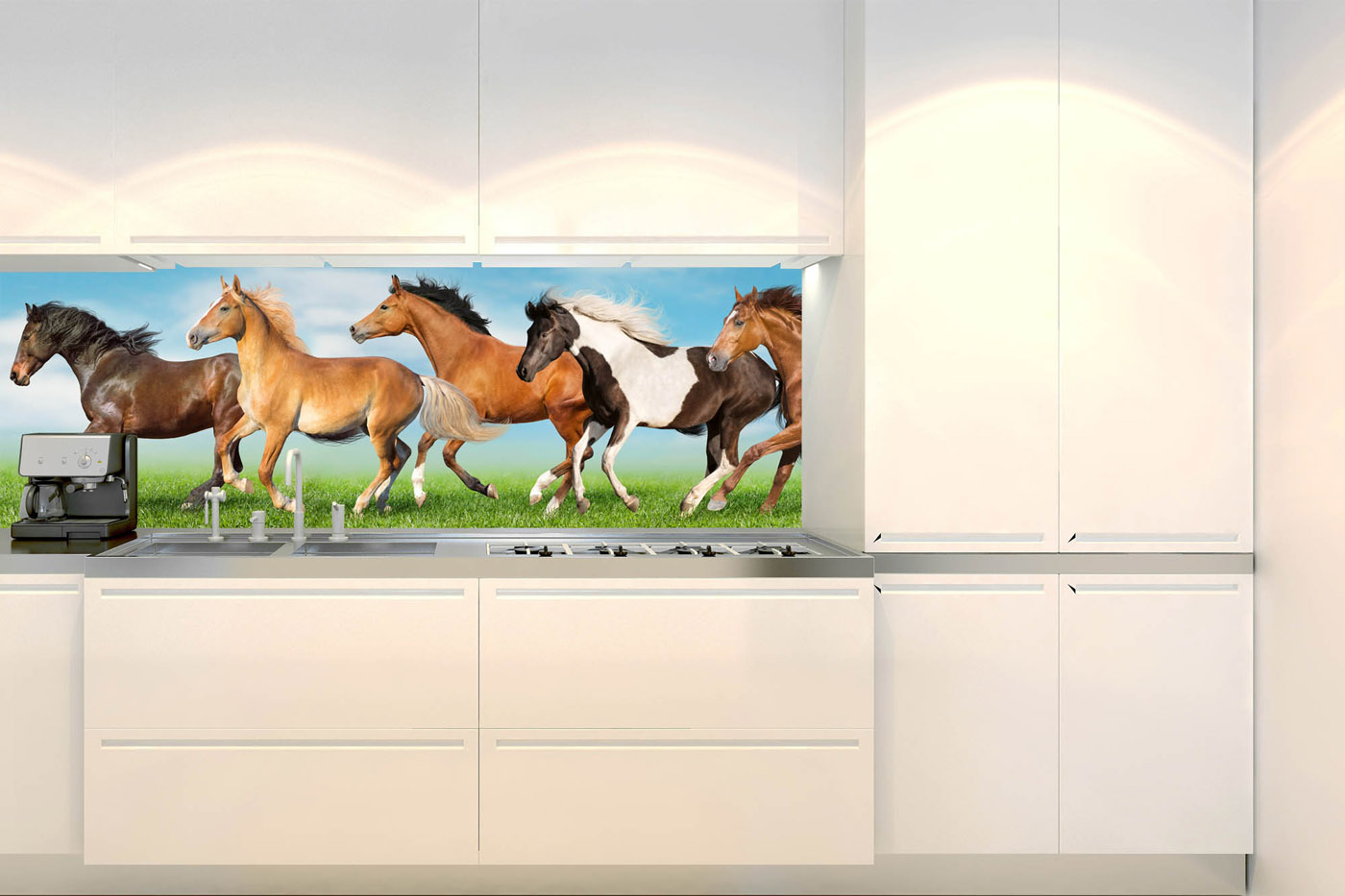 Fototapeta do kuchyně - Stádo koní 180 x 60 cm 
