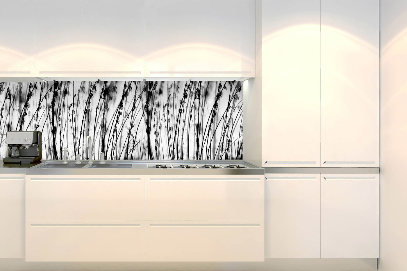 Fototapeta do kuchyně - Černobílá tráva 180 x 60 cm 