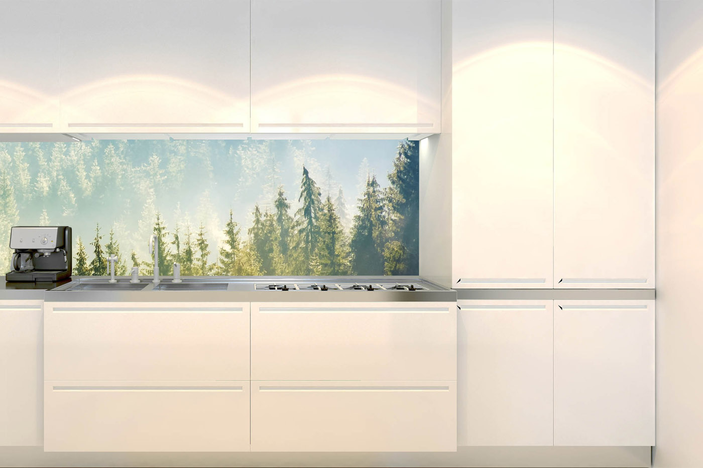 Fototapeta do kuchyně - Mlha nad lesem 180 x 60 cm 
