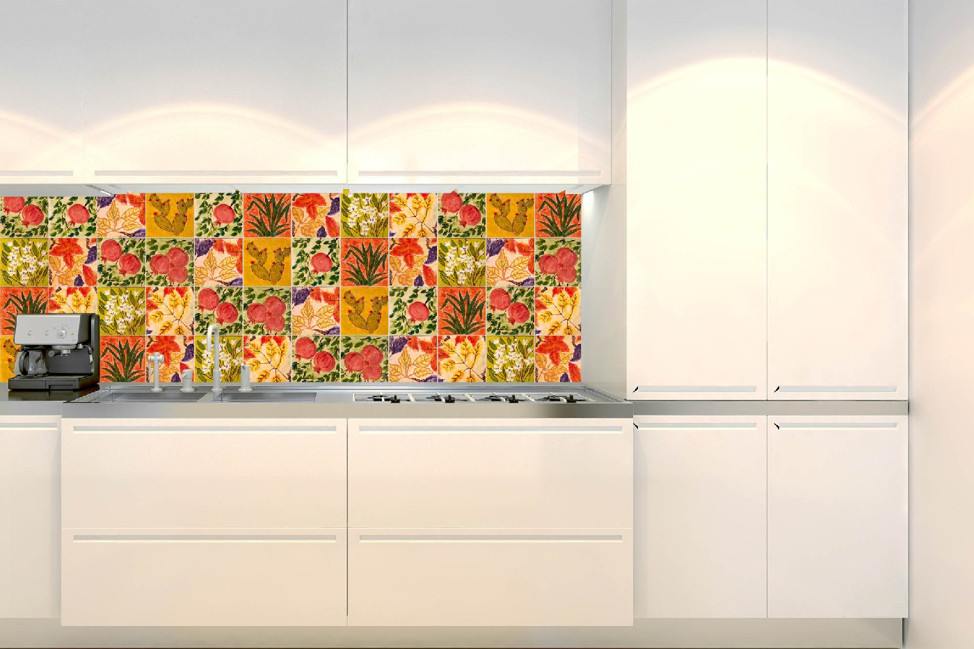 Fototapeta do kuchyně - Malované kachličky 180 x 60 cm 