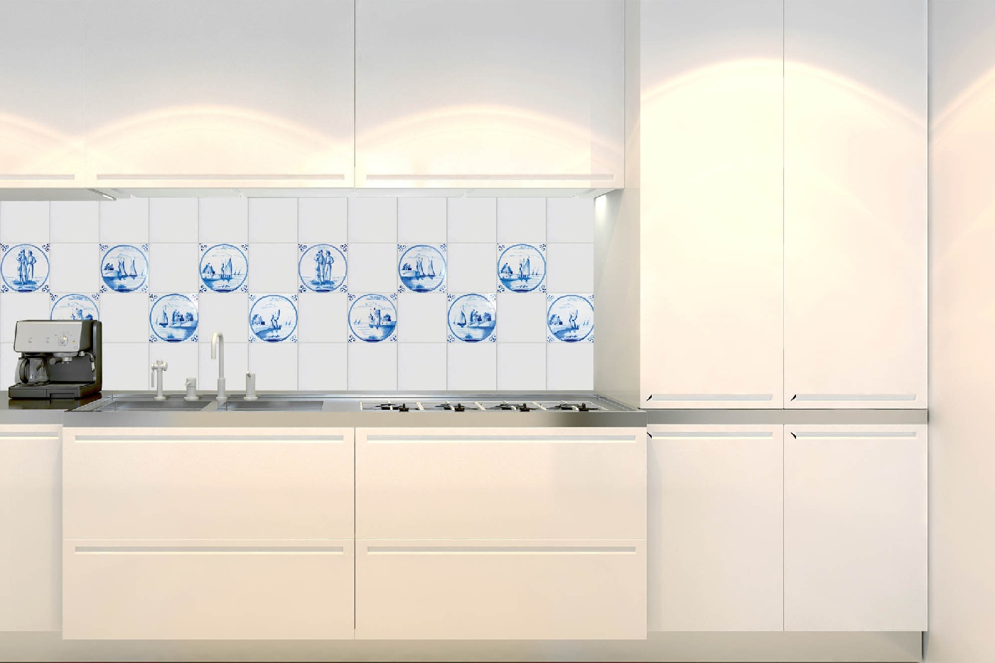 Fototapeta do kuchyně - Modré kachličky 180 x 60 cm 