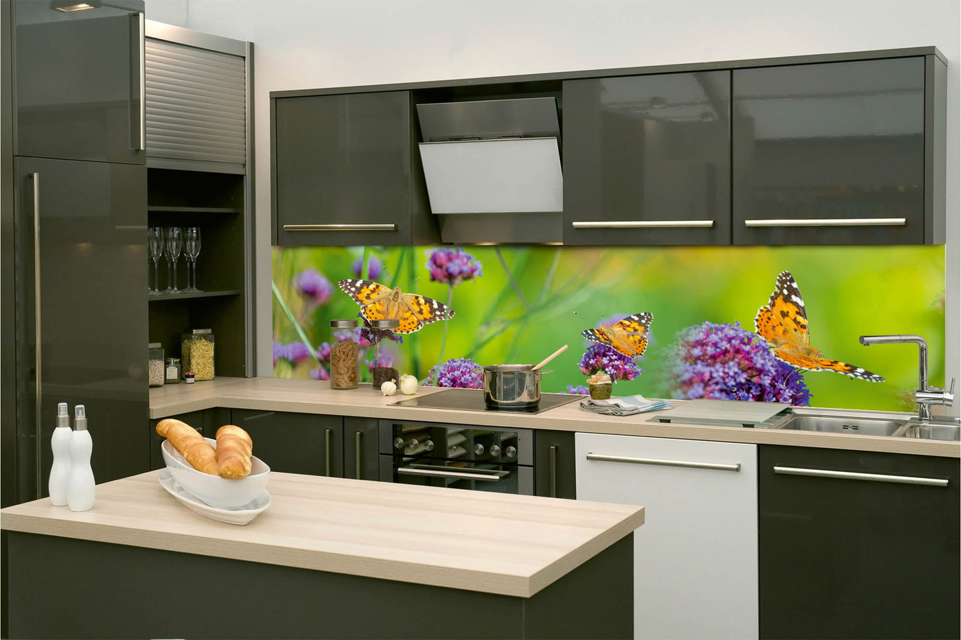 Fototapeta do kuchyně - Motýli 260 x 60 cm 