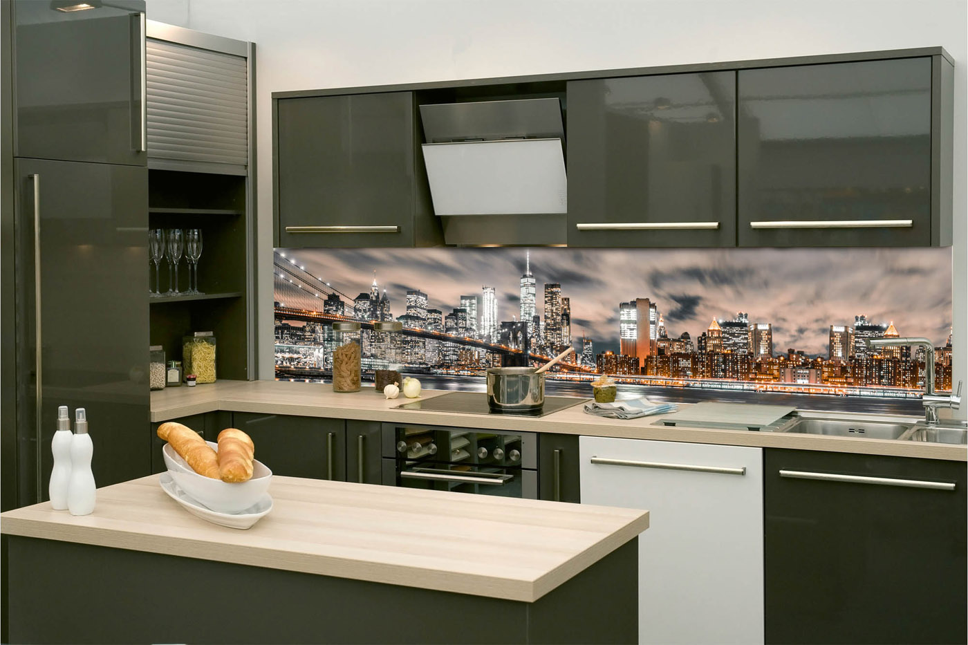 Fototapeta do kuchyně - Noční Manhattan 260 x 60 cm 