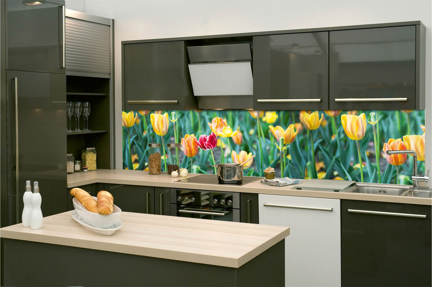 Fototapeta do kuchyně - Tulipány 260 x 60 cm 