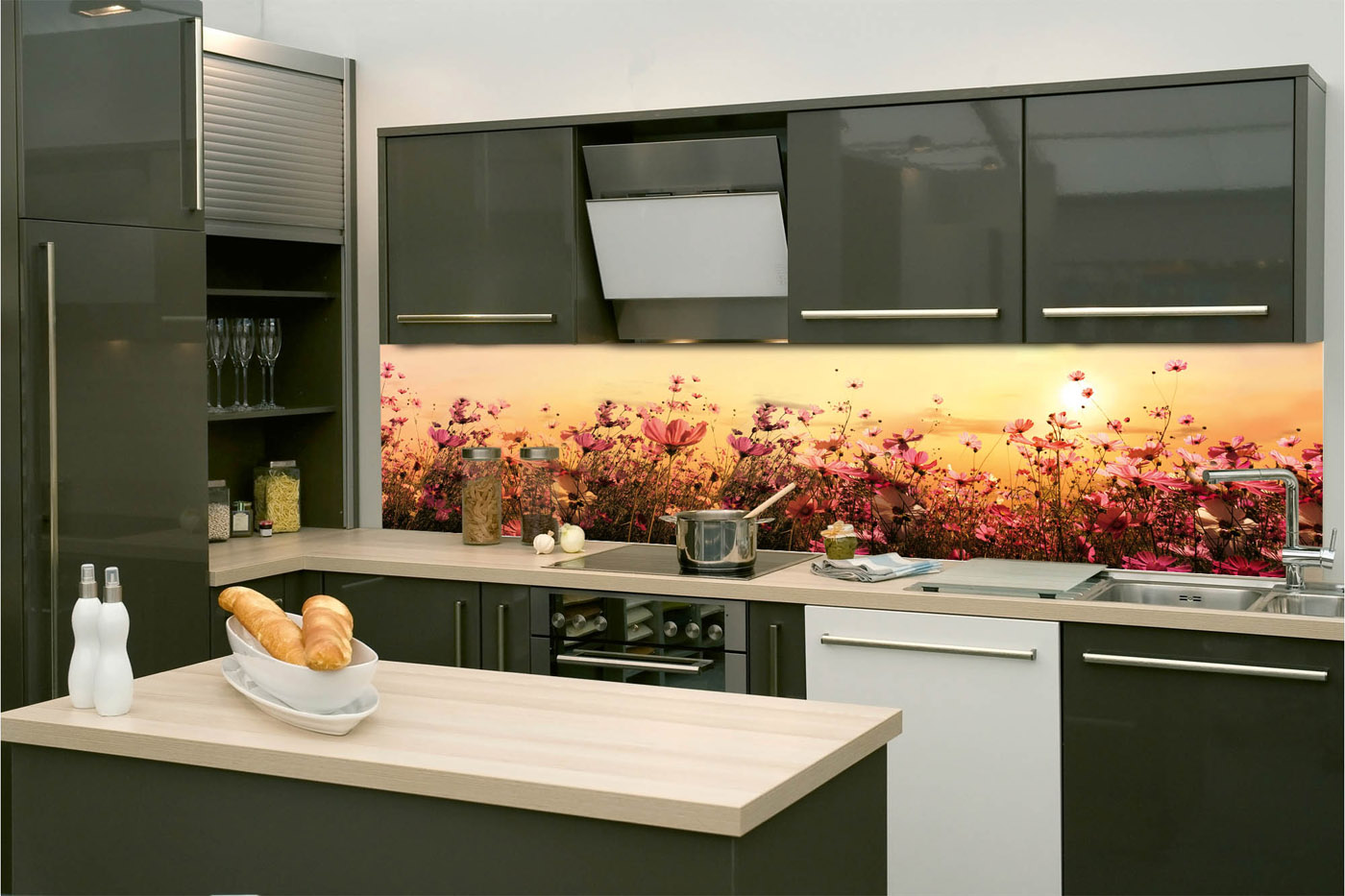 Fototapeta do kuchyně - Květinové pole 260 x 60 cm 