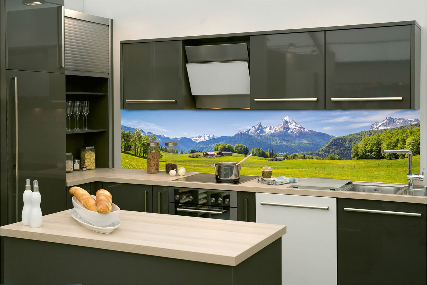 Fototapeta do kuchyně - Alpský pohled 260 x 60 cm 