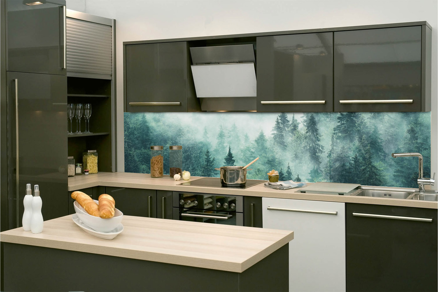 Fototapeta do kuchyně - Mlha v lese 260 x 60 cm 
