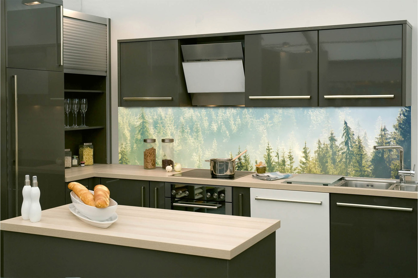 Fototapeta do kuchyně - Mlha nad lesem 260 x 60 cm 