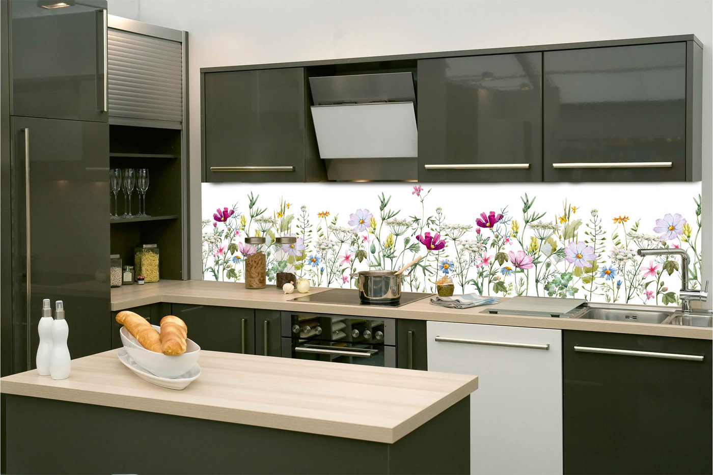 Fototapeta do kuchyně - Květinový vzor 260 x 60 cm 
