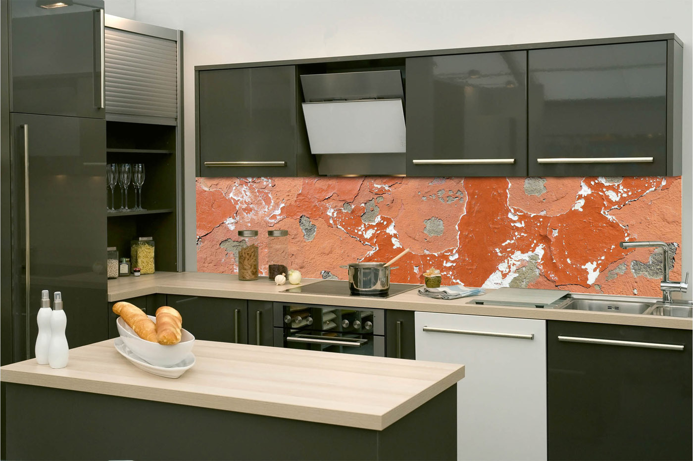 Fototapeta do kuchyně - Rozbitá zed 260 x 60 cm 