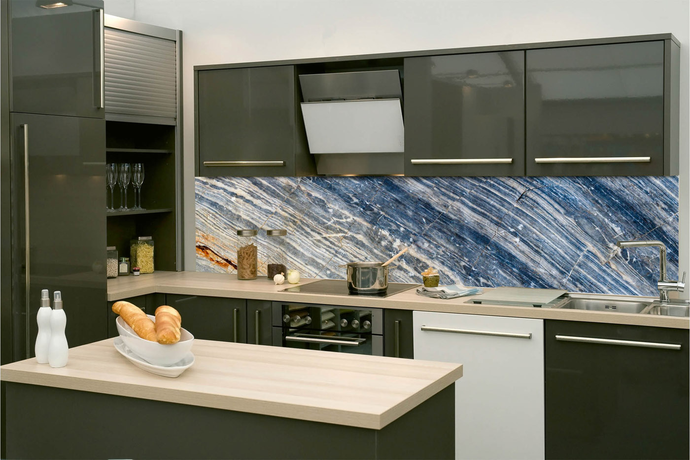 Fototapeta do kuchyně - Žíhaný mramor 260 x 60 cm 